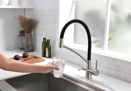 Смеситель для кухни Paulmark SIEGEN Si213111-BS на мойку нержавеющая сталь